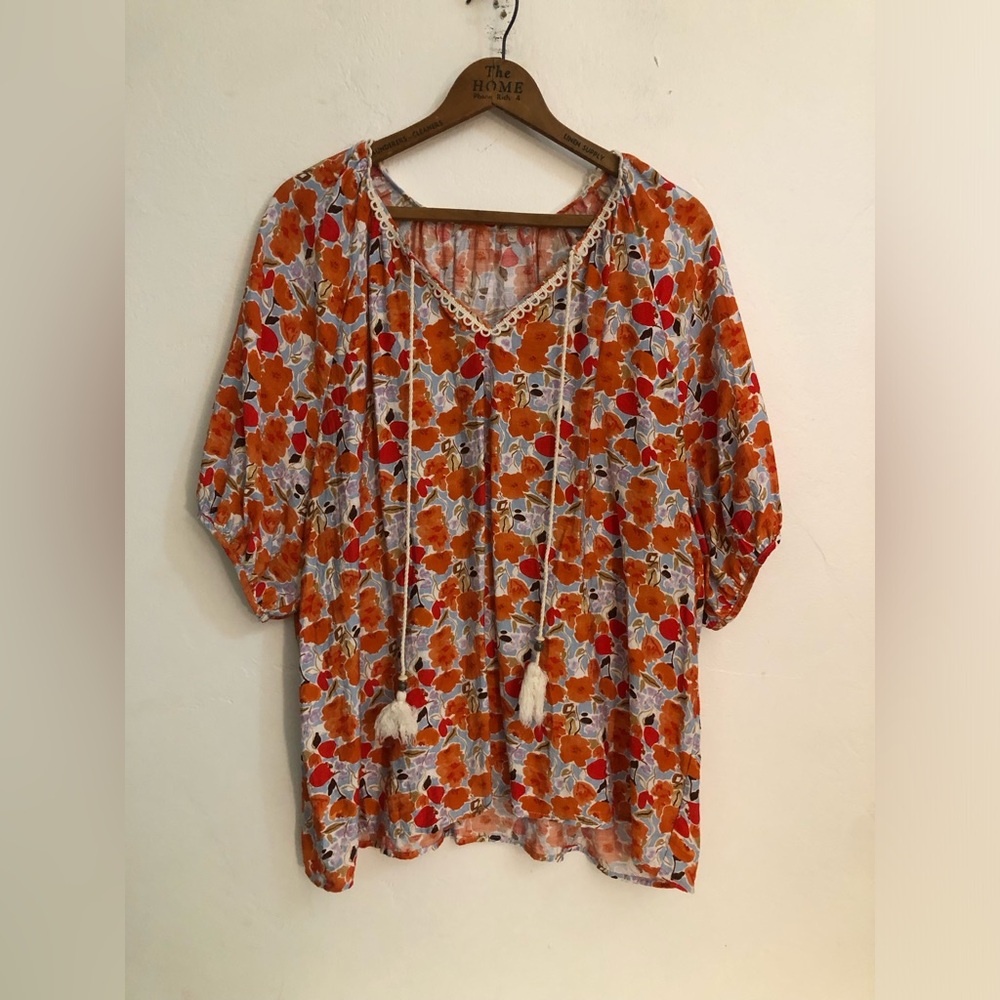 Vivilli Blouse Womens XL Multicolor Floral Bloomcore Dopamincore Peasant Cottage